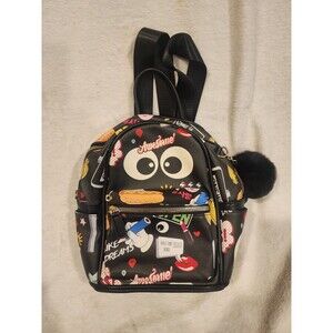 Like Dreams Emoji Graffiti Mini Backpack Black Pom